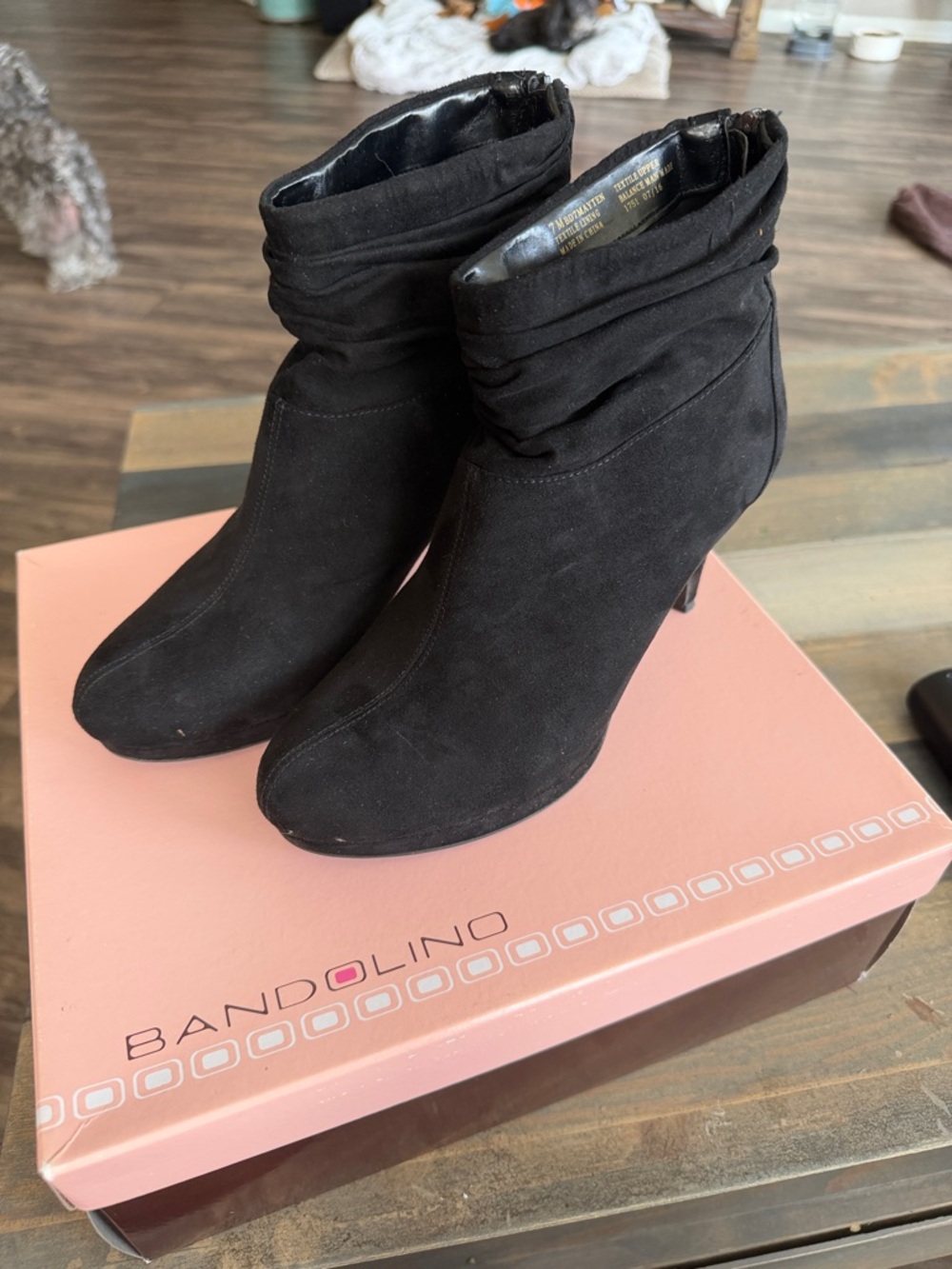Bandolino Black Suede Slouch Ankle Boots